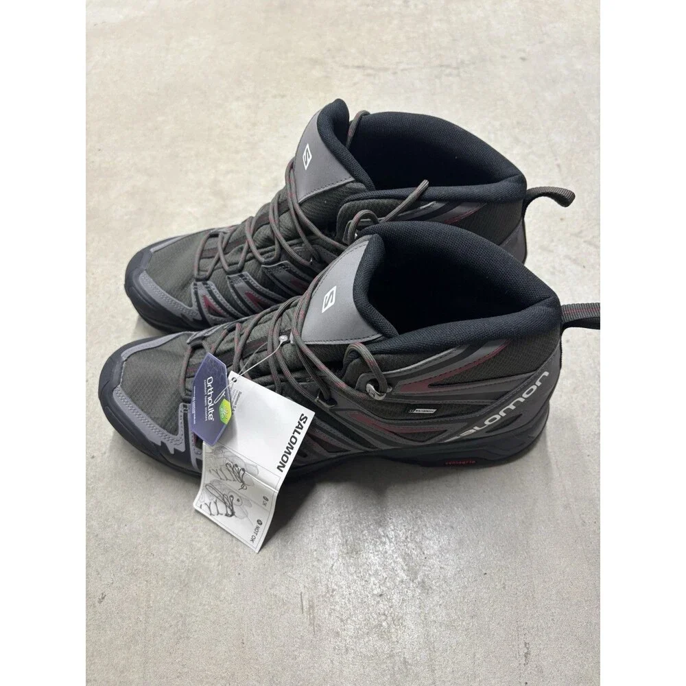 Salomon X Ultra Pioneer Mid CSWP 416710 Hiking Shoes Black/Grey/Red Mens Size 14